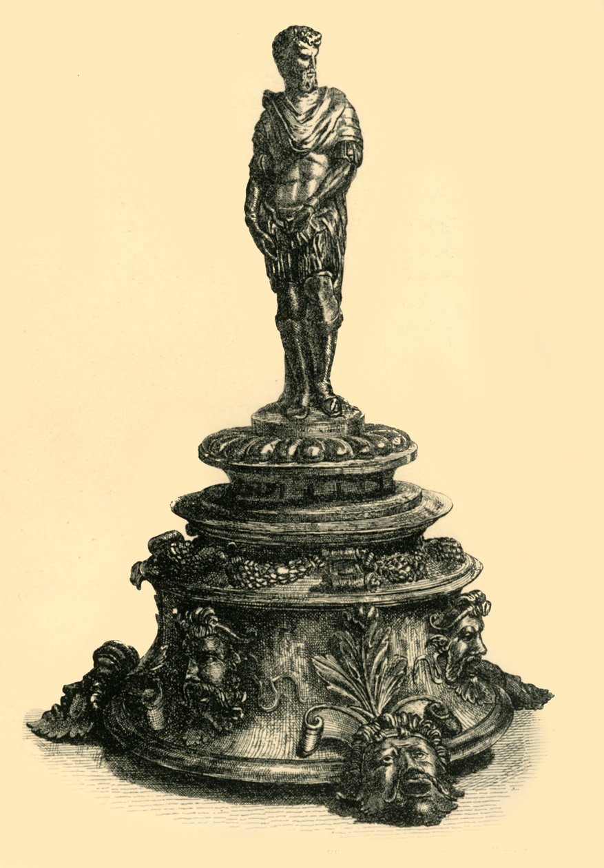 Kałamarz z brązu z figurką cesarza rzymskiego, połowa XVI w., 1881 r. autorstwa W. W. McCarty