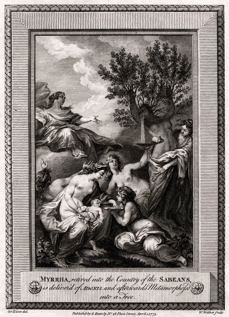 Mirra, na emeryturze, do Kraju Sabejczyków, rodzi Adonisa..., 1775 autorstwa W. Walker