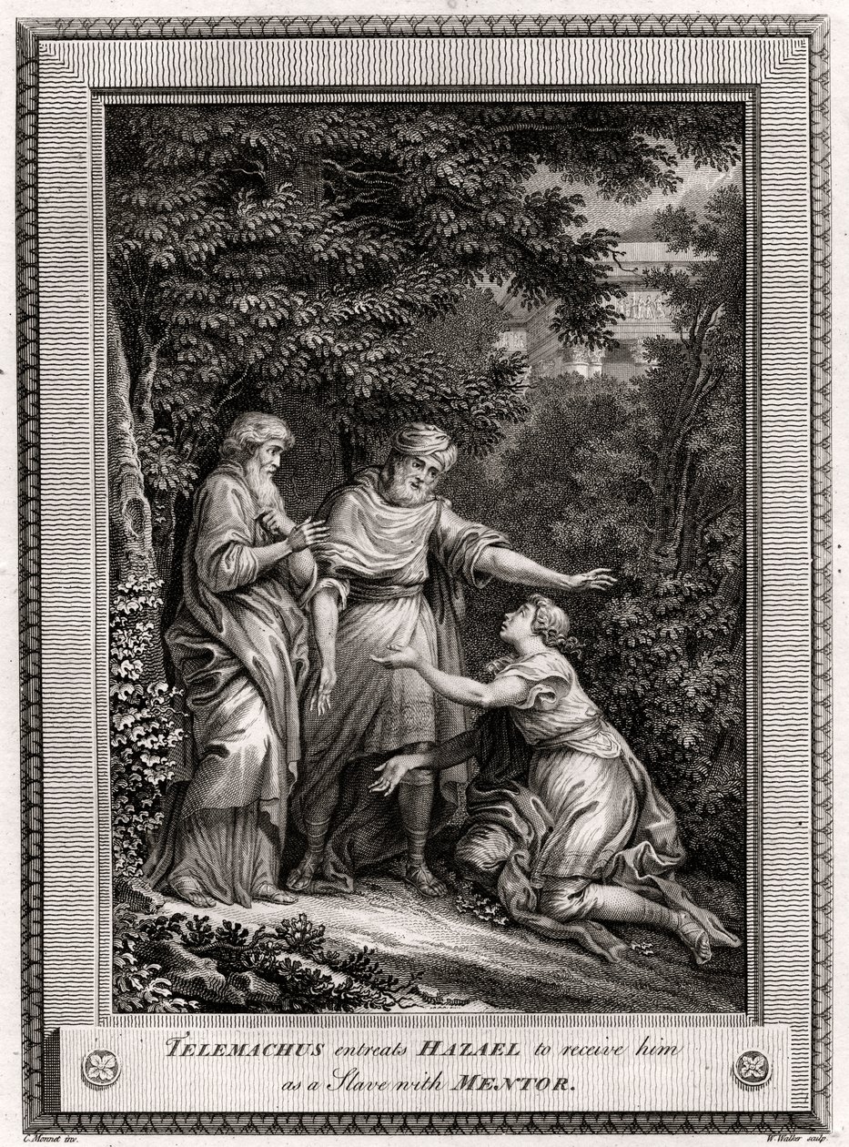 Telemach błaga Hazaela, aby przyjął go jako niewolnika u Mentora, 1775 autorstwa W. Walker