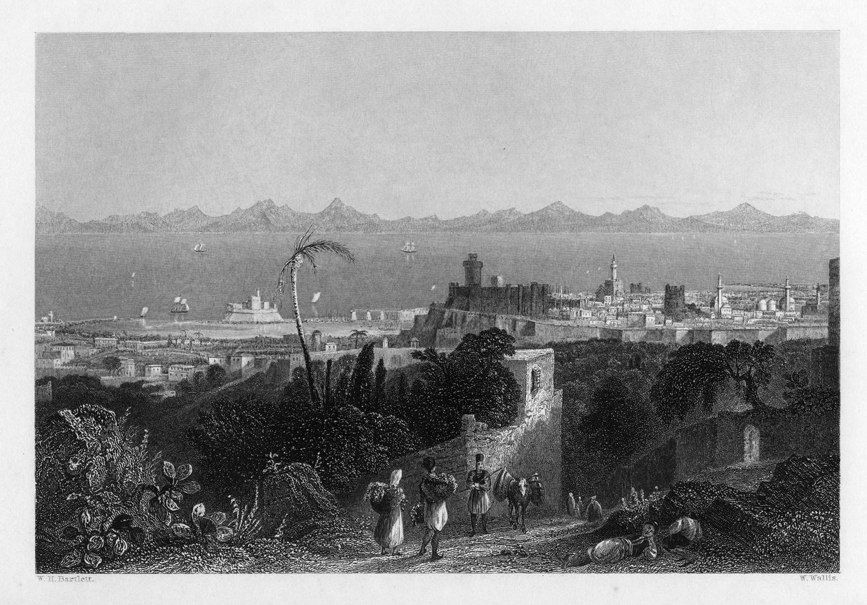 Rodos, ze wzgórz w pobliżu willi Sir Sidneya Smitha, 1841 autorstwa W. Wallis