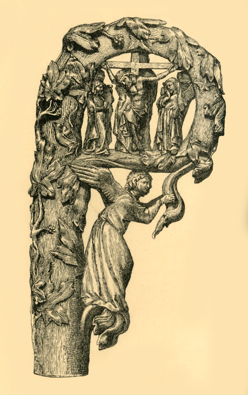 Scena ukrzyżowania, pastorał, 1330-1340, 1881. autorstwa W. Wise