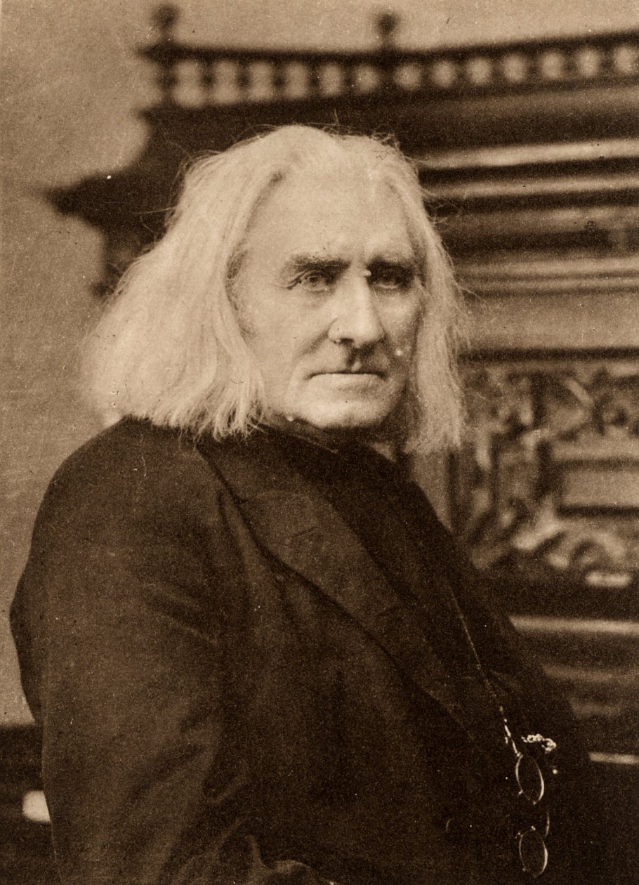 Franz Liszt (1811-1886) Węgierski pianista i kompozytor w późniejszym życiu. Fotograwiura według fotografii W&D Downey, Londyn (fotograwiura) autorstwa W. and D. Downey