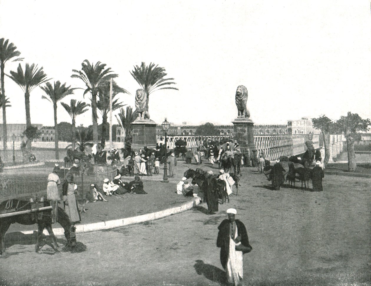 Most Kasr-el-nil, Kair, Egipt, 1895. autorstwa W and S Ltd