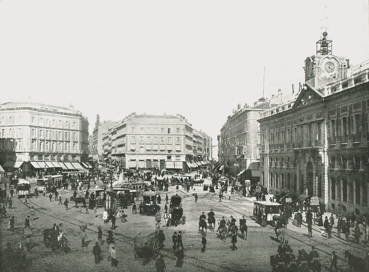 Puerta del Sol, Madryt, Hiszpania, 1895. autorstwa W and S Ltd