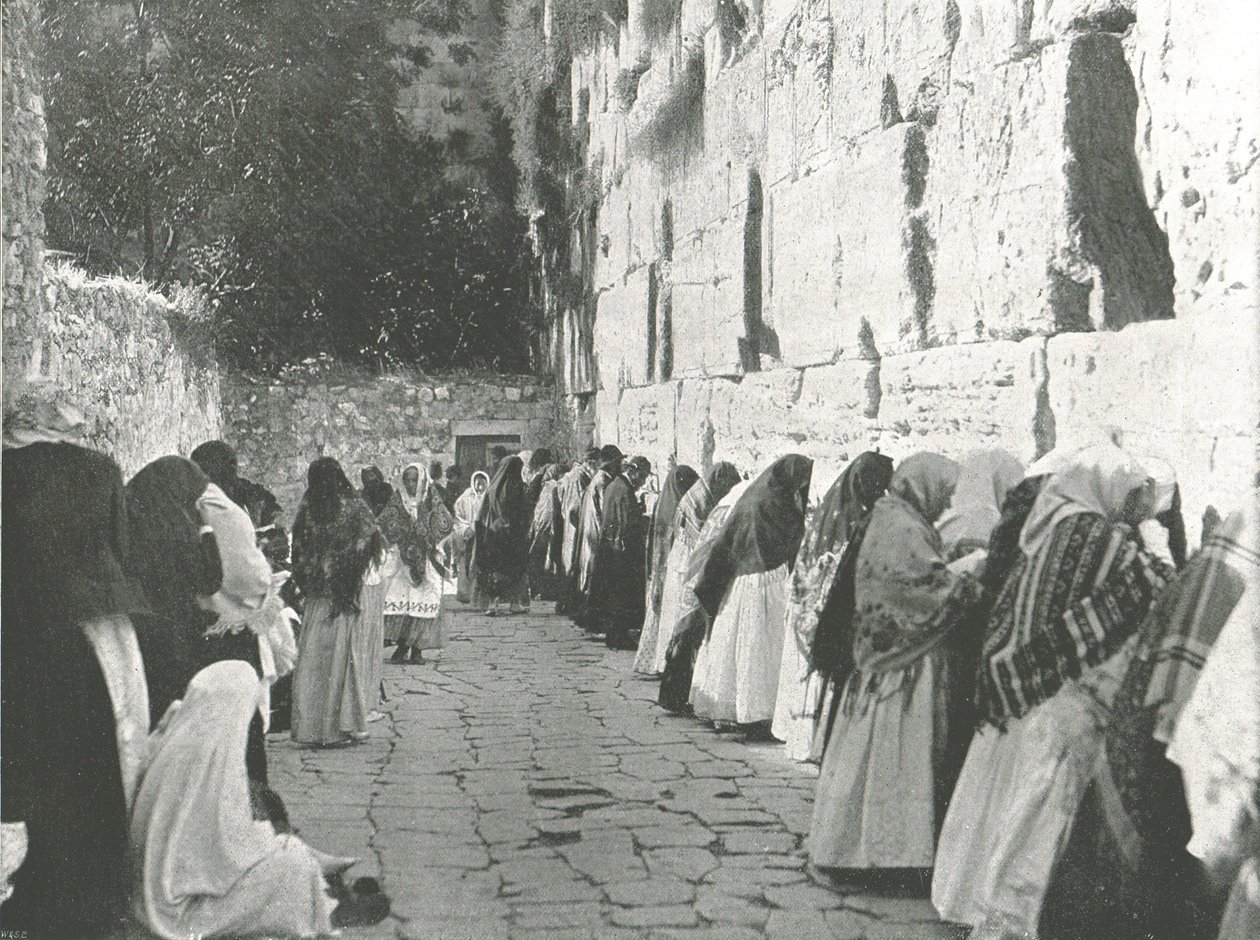 Ściana Płaczu, Jerozolima, Palestyna, 1895. autorstwa W and S Ltd