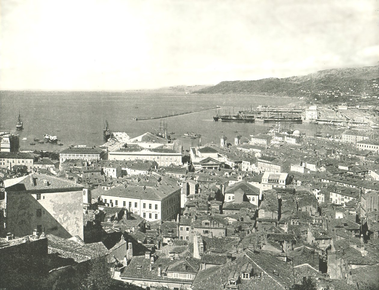 Miasto i port, Triest, Włochy, 1895. autorstwa W and S Ltd
