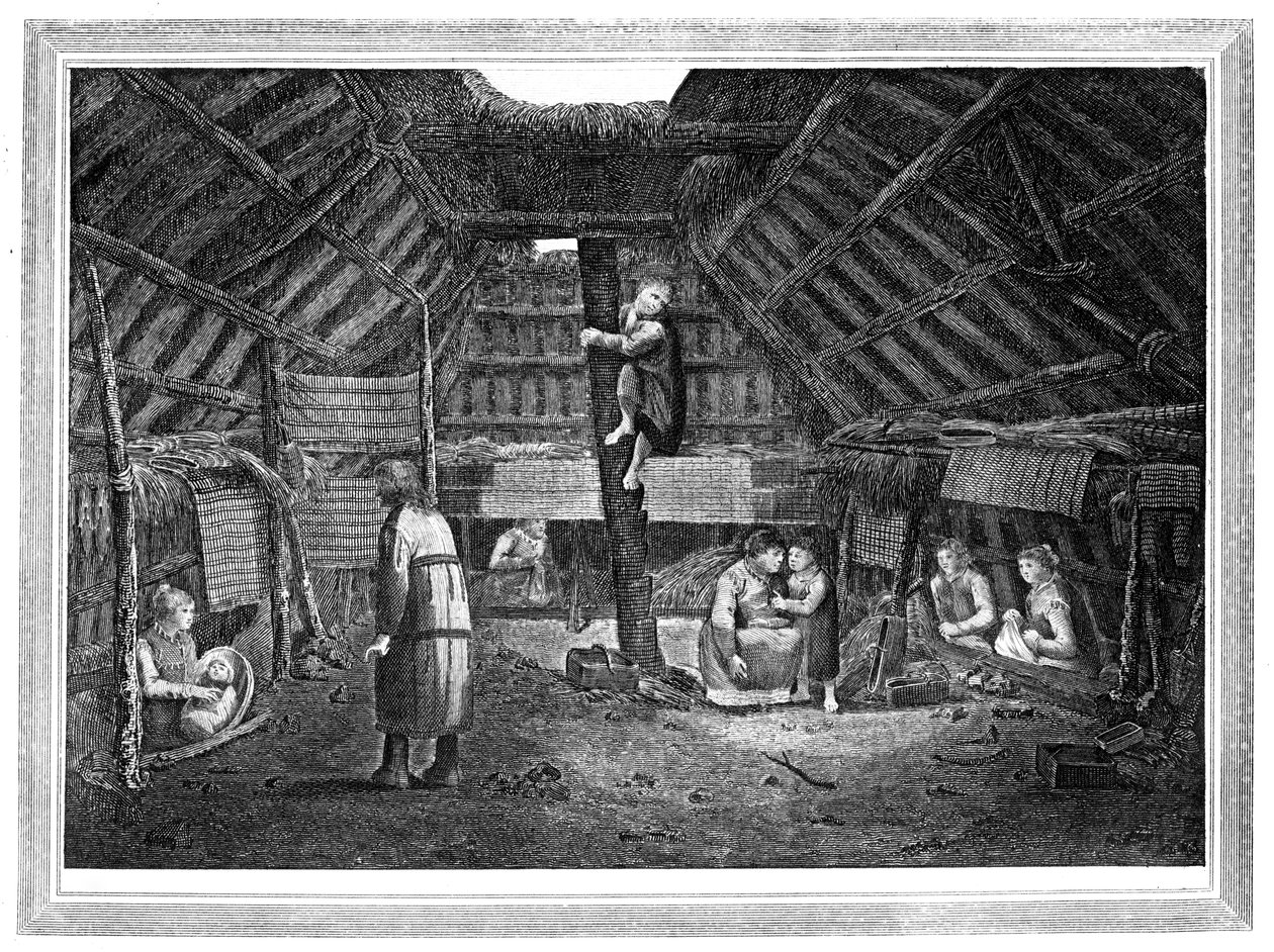 Wnętrze domu w Oonalashce, c1776-1779. autorstwa Walker