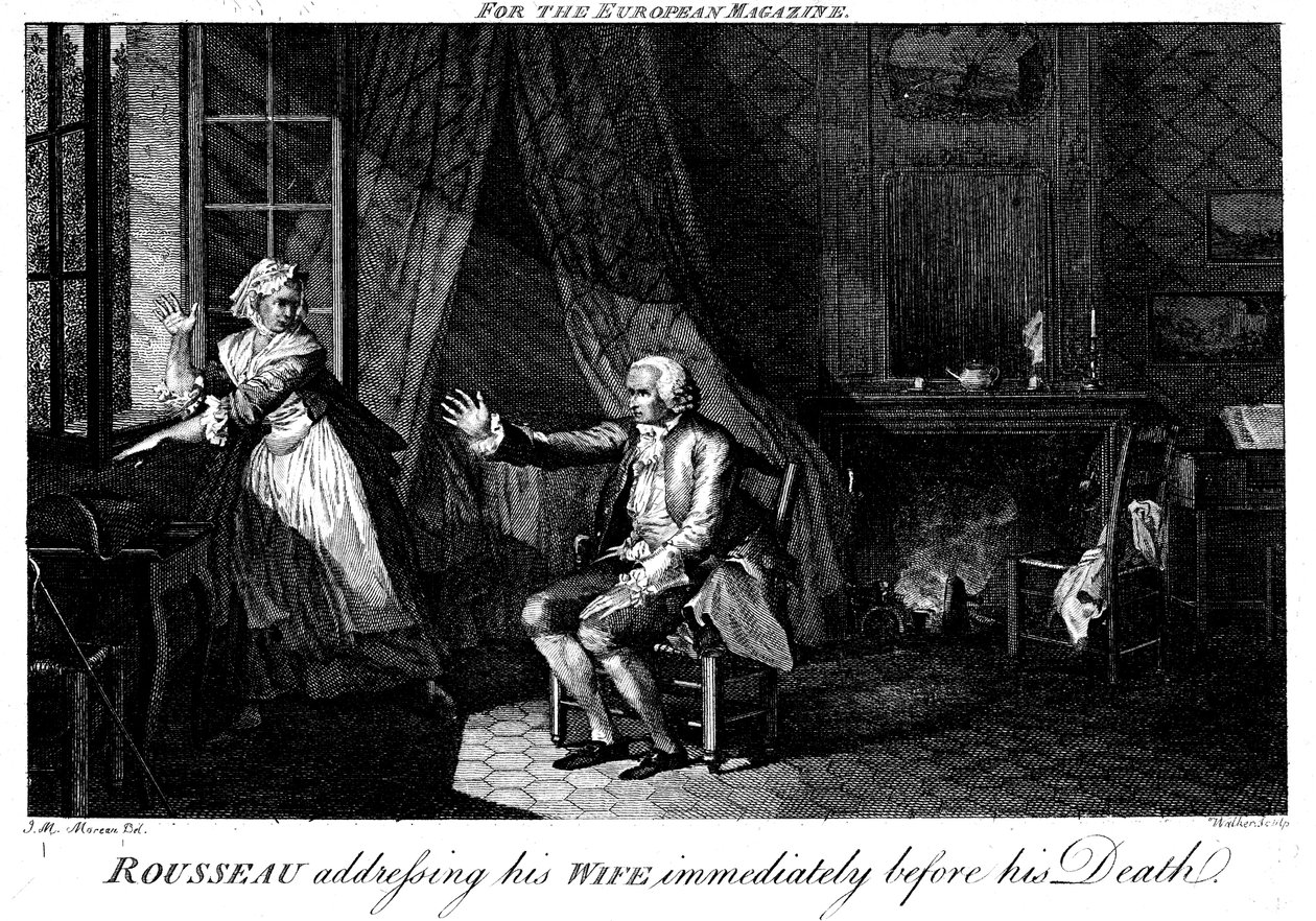 Jean Jacques Rousseau 1712-1778, francuski filozof i pedagog oświecenia autorstwa Walker