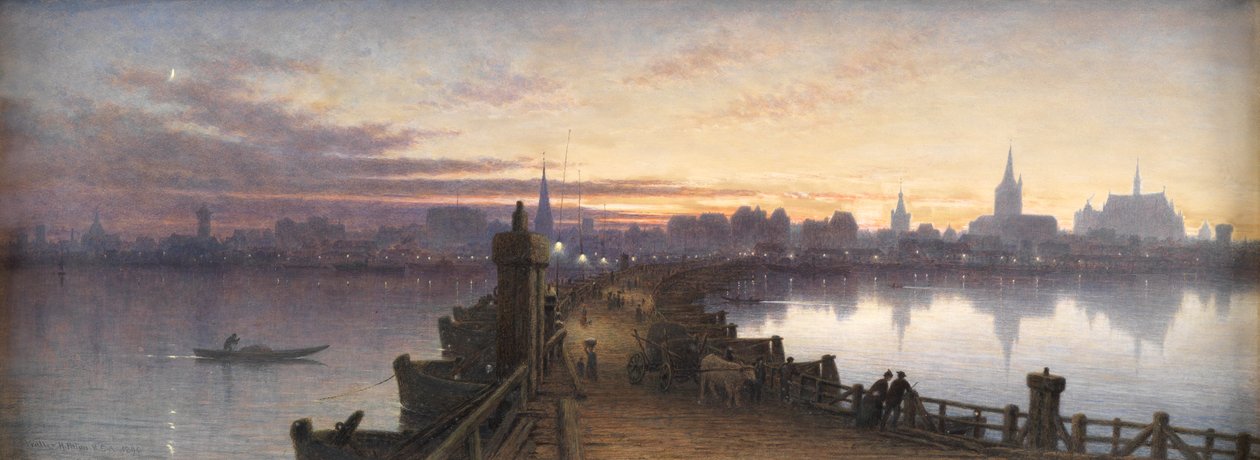Kolonia z mostu łodzi, 1890 autorstwa Waller Hugh Paton