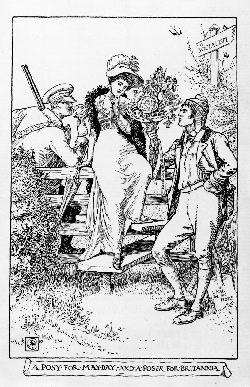 Posy dla Mayday i poser dla Britanni, 1910 autorstwa Walter Crane