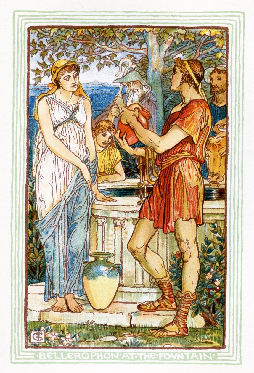 Bellerophon przy fontannie autorstwa Walter Crane