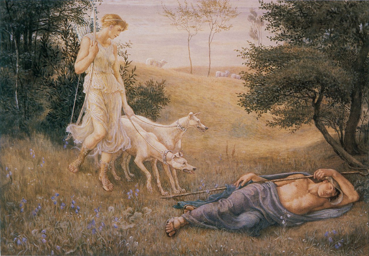Diana i Endymion autorstwa Walter Crane