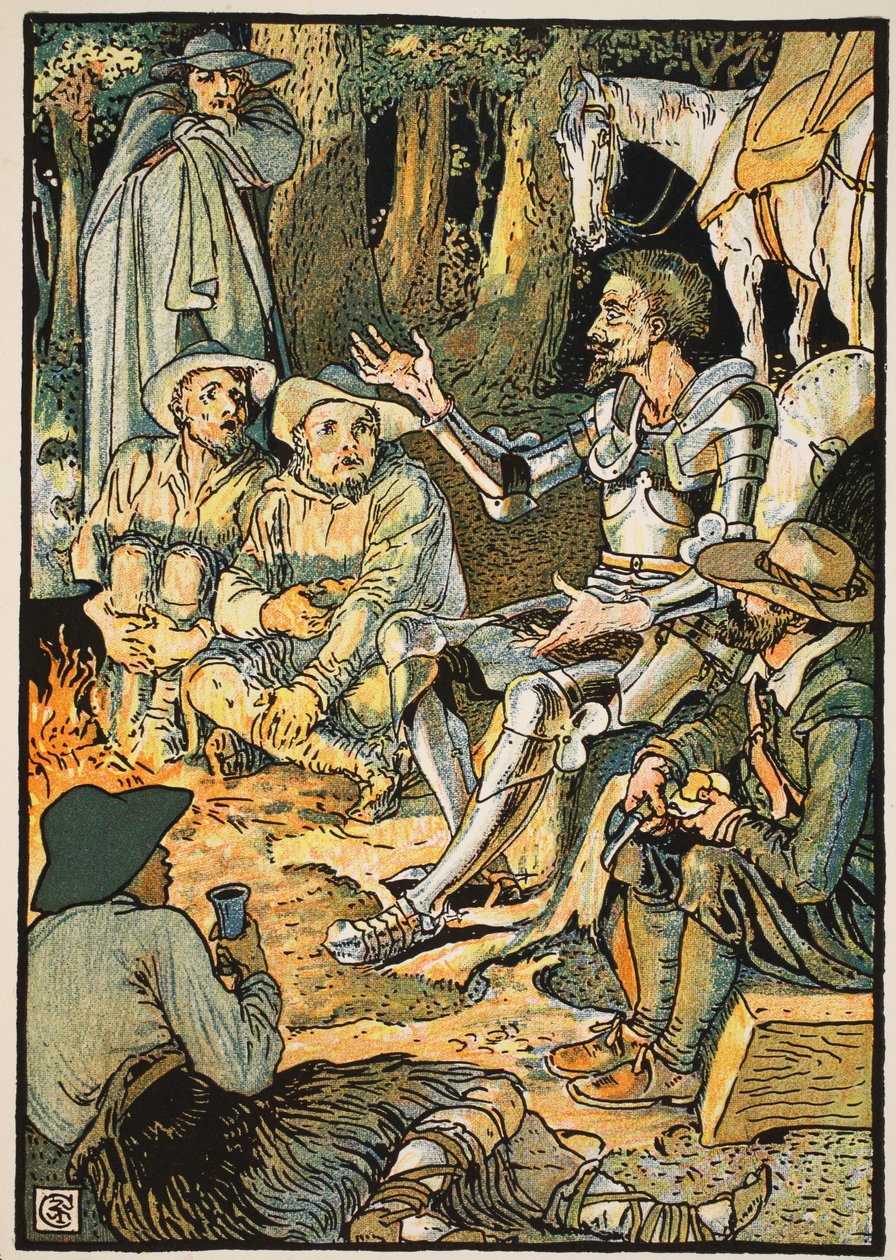 Don Kichot i pasterze kóz, ilustracja z „Don Kichota z Manchy” powtórzona przez sędziego Parry