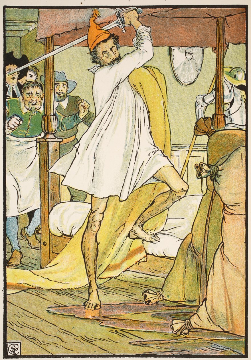 Nadzwyczajna bitwa Don Kichota, ilustracja z „Don Kichota z Manchy” powtórzona przez sędziego Parry