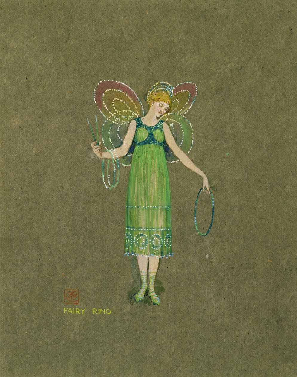 Fairy Ring z bałwana (wc na brązowym papierze) autorstwa Walter Crane