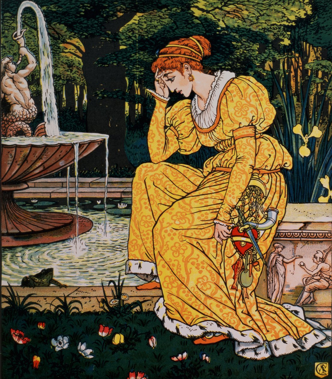 „Żabi książę i dziewica”, pub.1874, (ilustracja) autorstwa Walter Crane