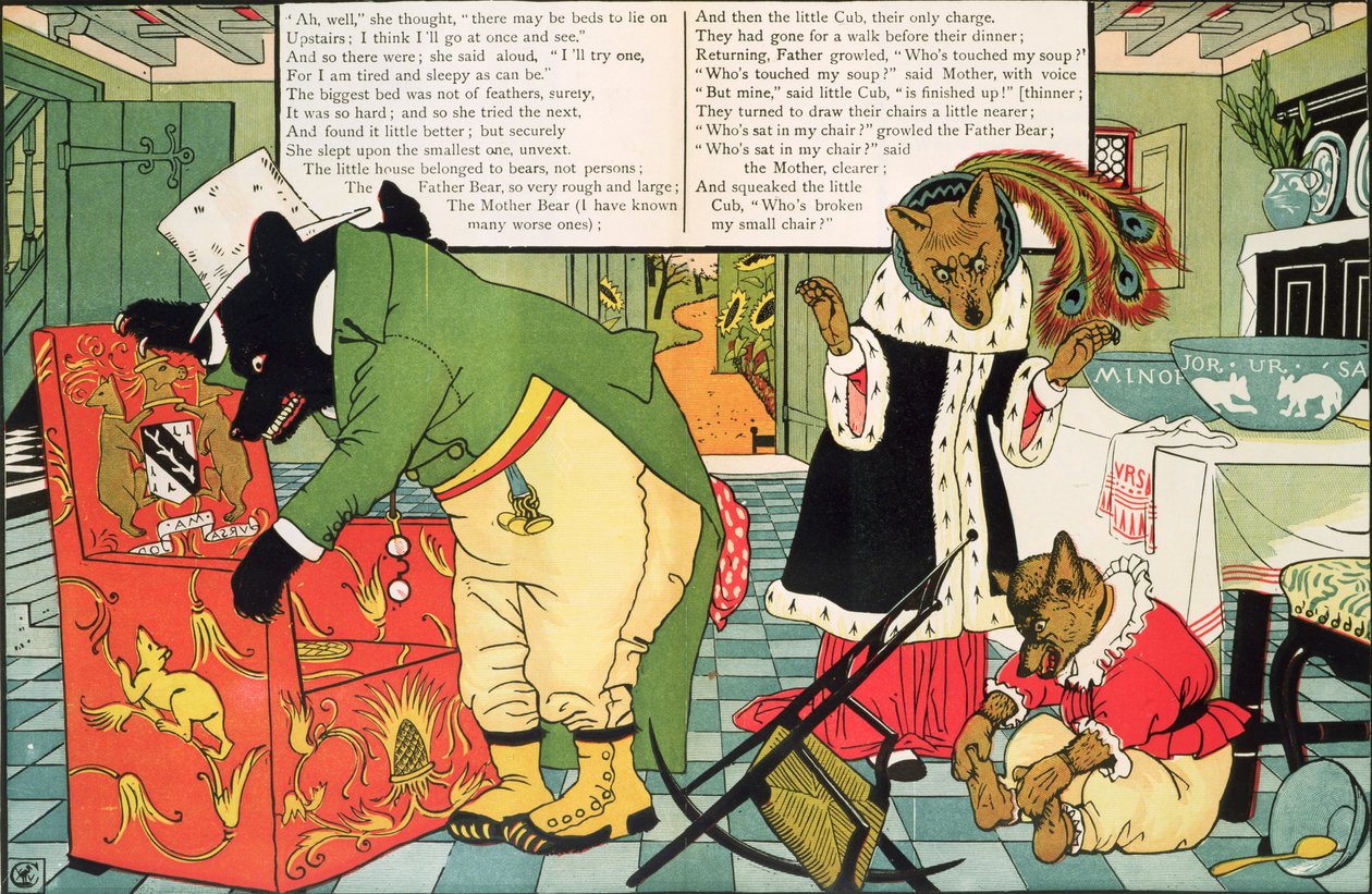 Złotowłosa i trzy niedźwiadki autorstwa Walter Crane