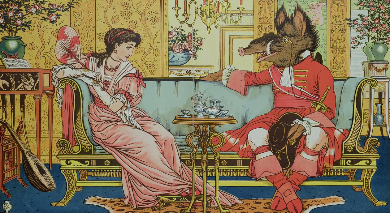 Ilustracja z "Pięknej i Bestii", ok. 1900 r. autorstwa Walter Crane