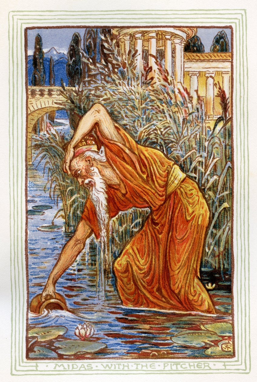 Midas z dzbanem autorstwa Walter Crane