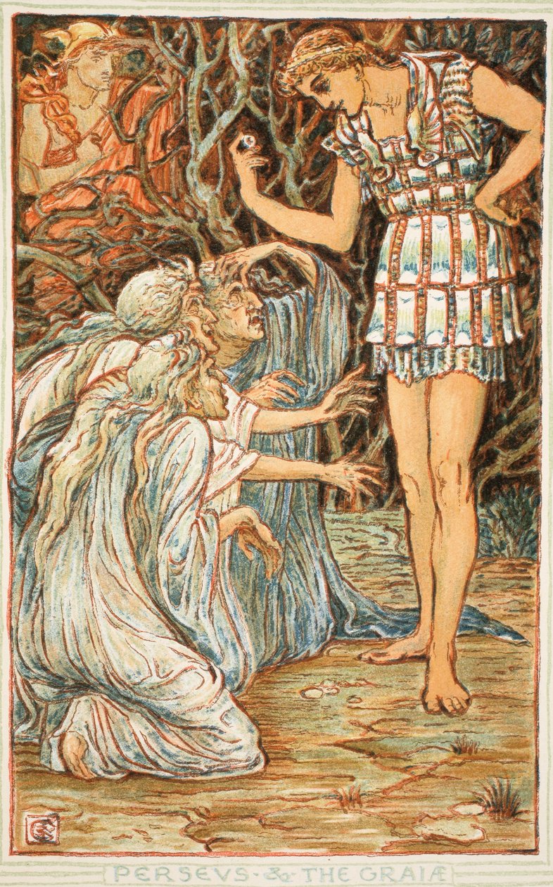 Perseusz i Graia, ilustracja z „Cudownej książki dla dziewcząt i chłopców” Nathaniela Hawthorne