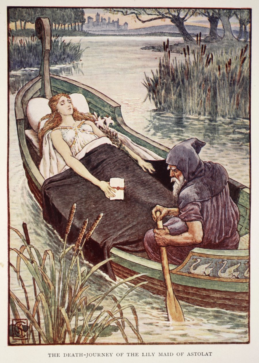 Podróż śmierci Lily Maid of Astolat, z „Historii Rycerzy Okrągłego Stołu” Henry