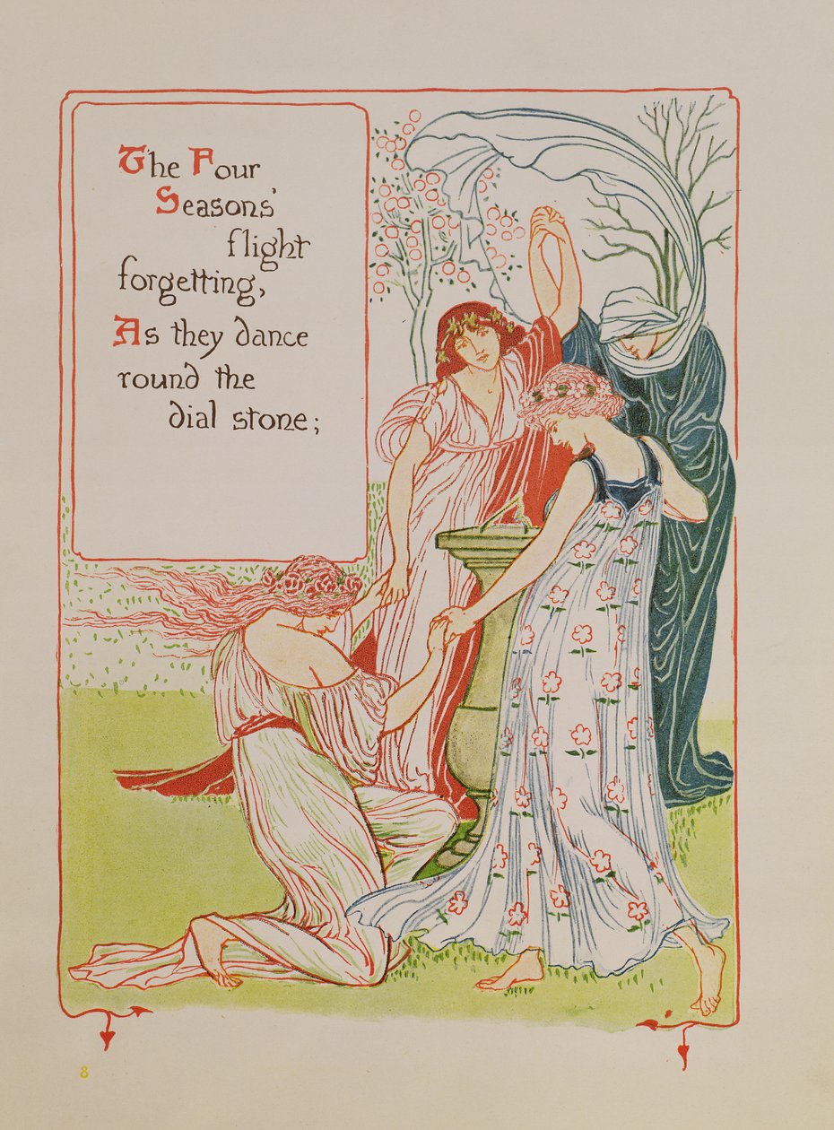 Cztery pory roku, z „Kwiatowej fantazji w starym angielskim ogrodzie” autorstwa Walter Crane