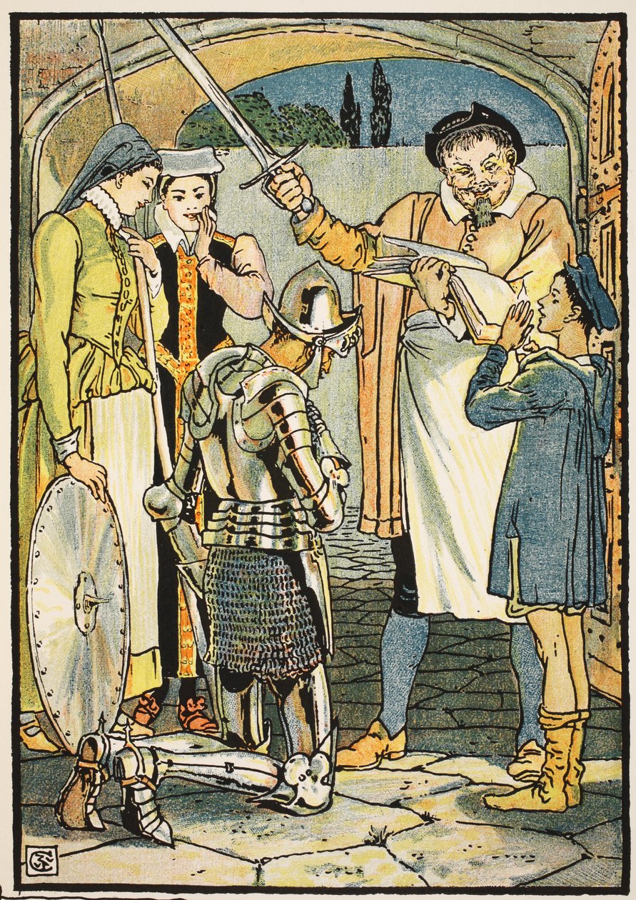 Rycerz Don Kichota, ilustracja z „Don Kichota z Manchy” powtórzona przez sędziego Parry