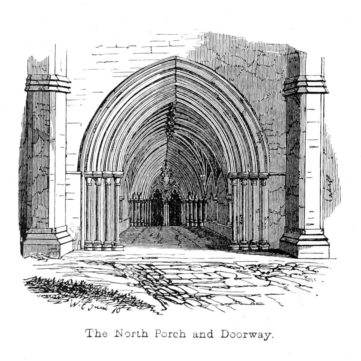 Ganek północny i wejście do kościoła Priory autorstwa Walter Crane