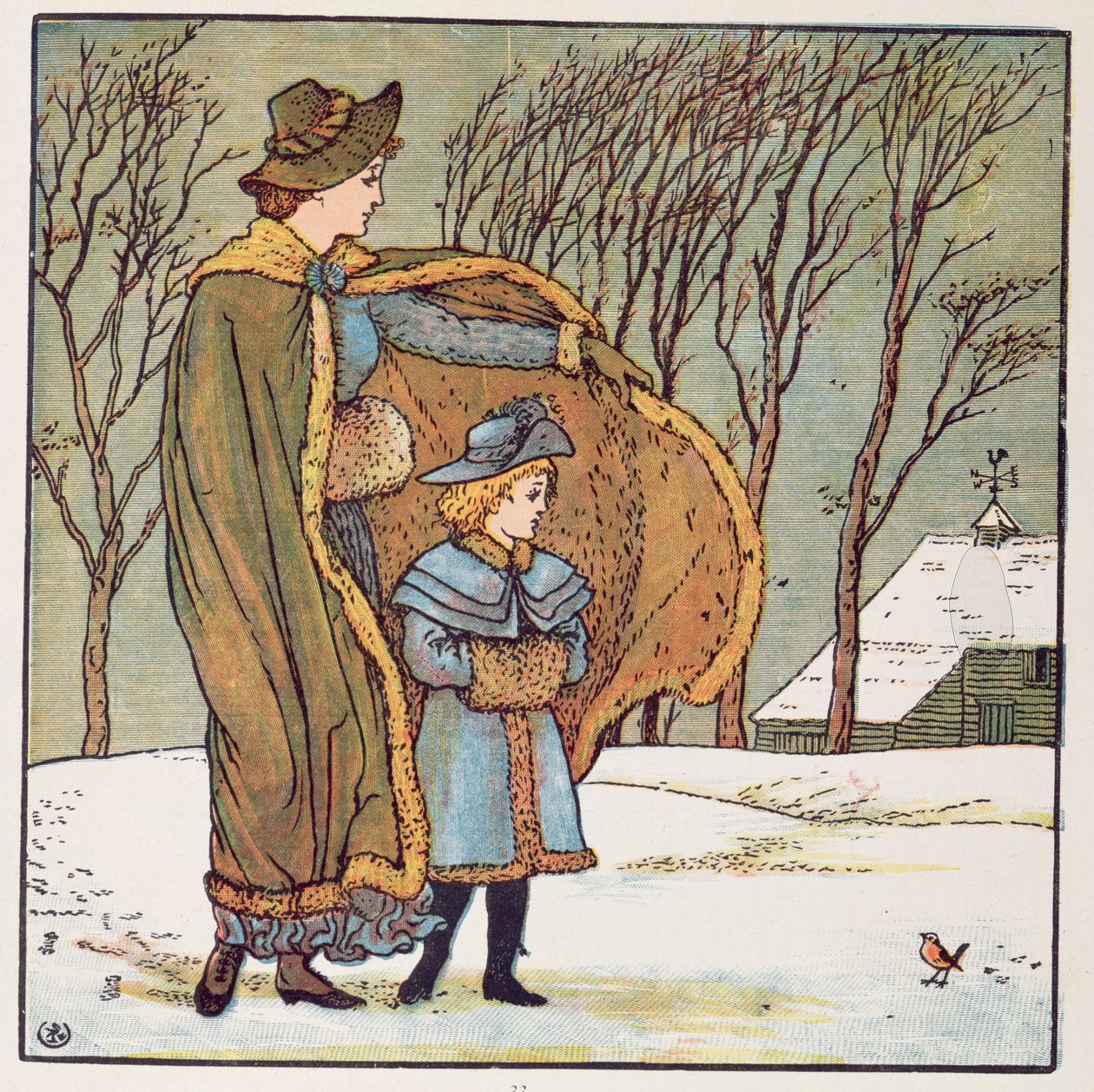 Północny Wiatr i Robin autorstwa Walter Crane