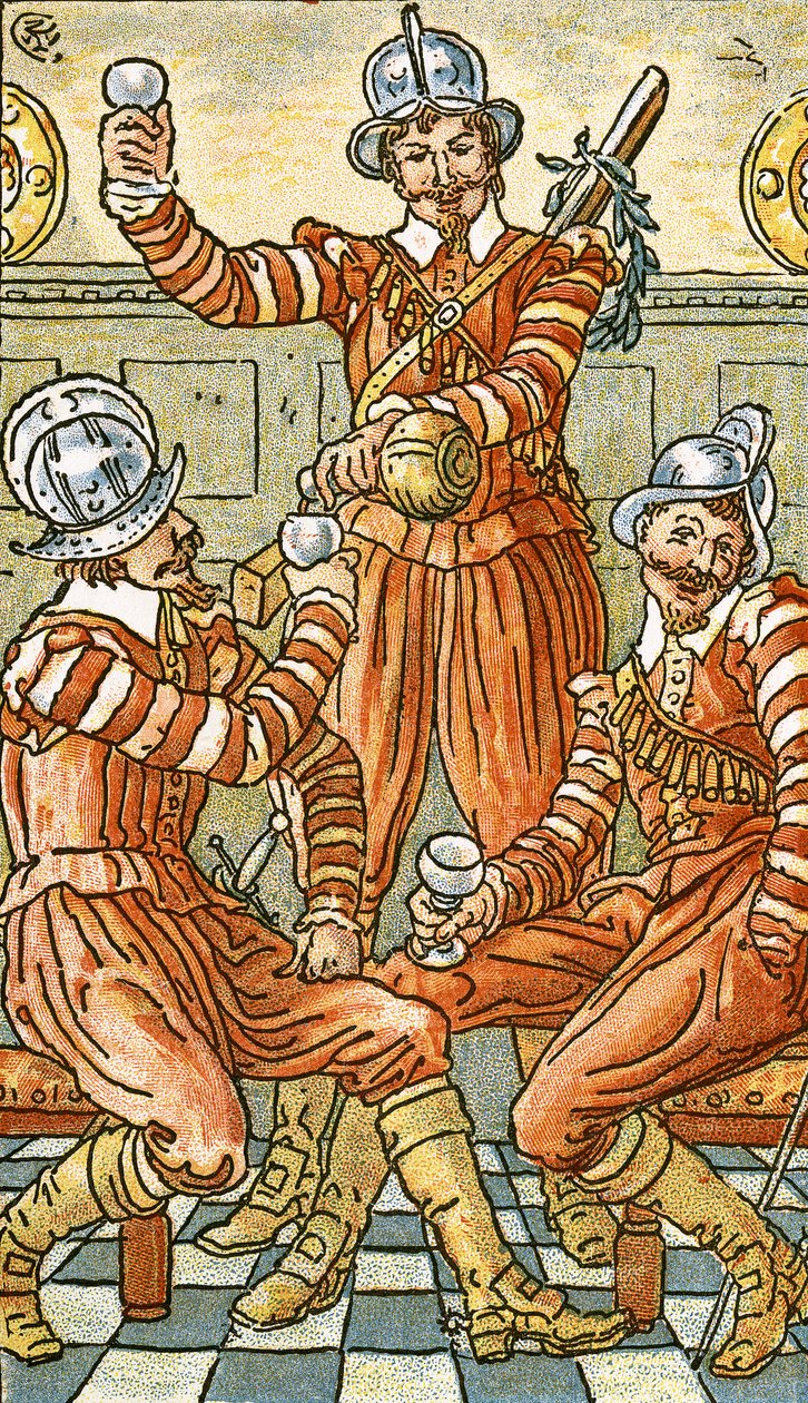 „We Be Soldiers Three”, ilustracja do piosenki z „Pan-Pipes”, Księgi starych pieśni w nowej aranżacji iz akompaniamentami Theo. Marzials, wydana w Londynie przez George