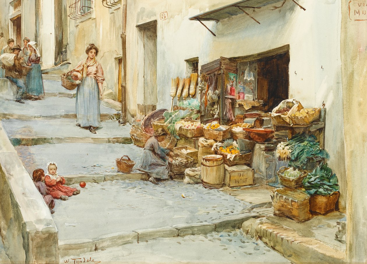 Sklep warzywny we Włoszech (wc na papierze) autorstwa Walter Frederick Roofe Tyndale