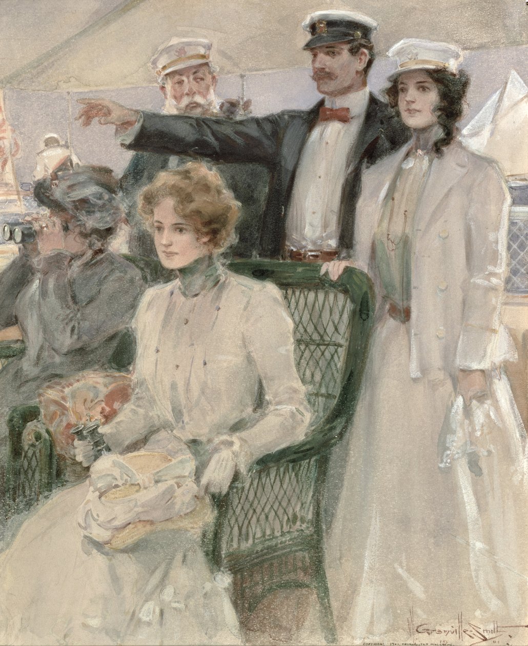 Na pokładzie statku, 1901 (wc na tablicy ilustracyjnej) autorstwa Walter Granville Smith