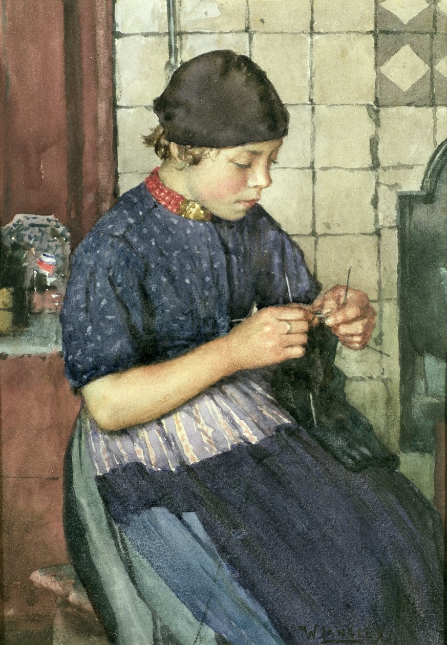 Dziewczyna na drutach autorstwa Walter Langley