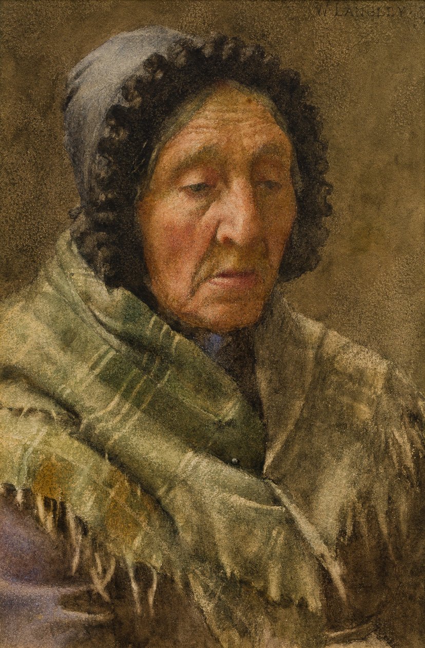 Newlyn Fishwife, 1895 (wc ant popieriaus)poli autorstwa Walter Langley