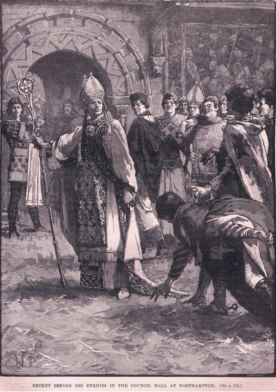 Becket przed swoimi wrogami w sali rady w Northampton AD 1164 autorstwa Walter Paget