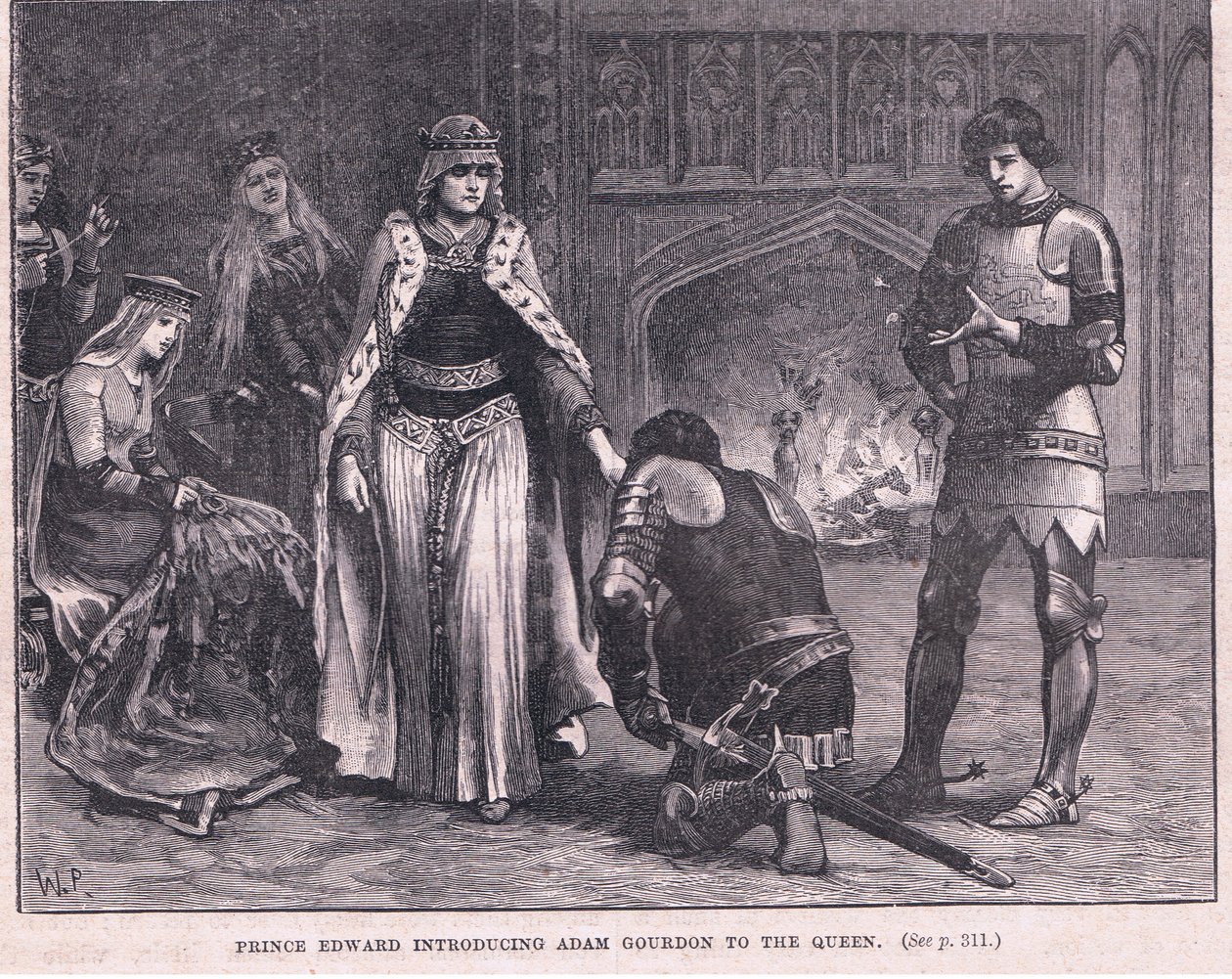 Książę Edward przedstawiający AD am Gourdon królowej AD 1270 autorstwa Walter Paget