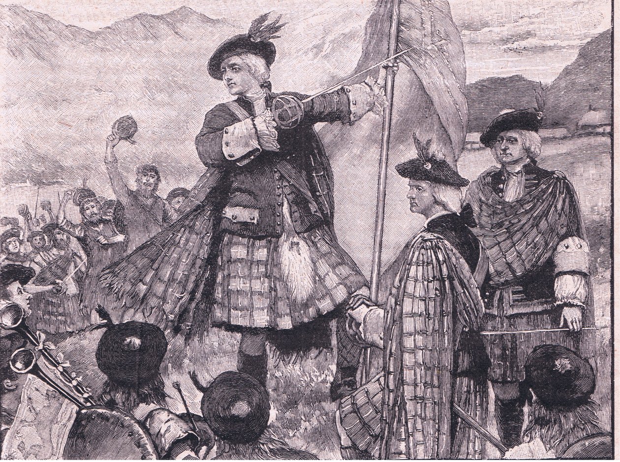 Hrabia Mar podnosi standard Pretendera AD 1715 autorstwa Walter Paget