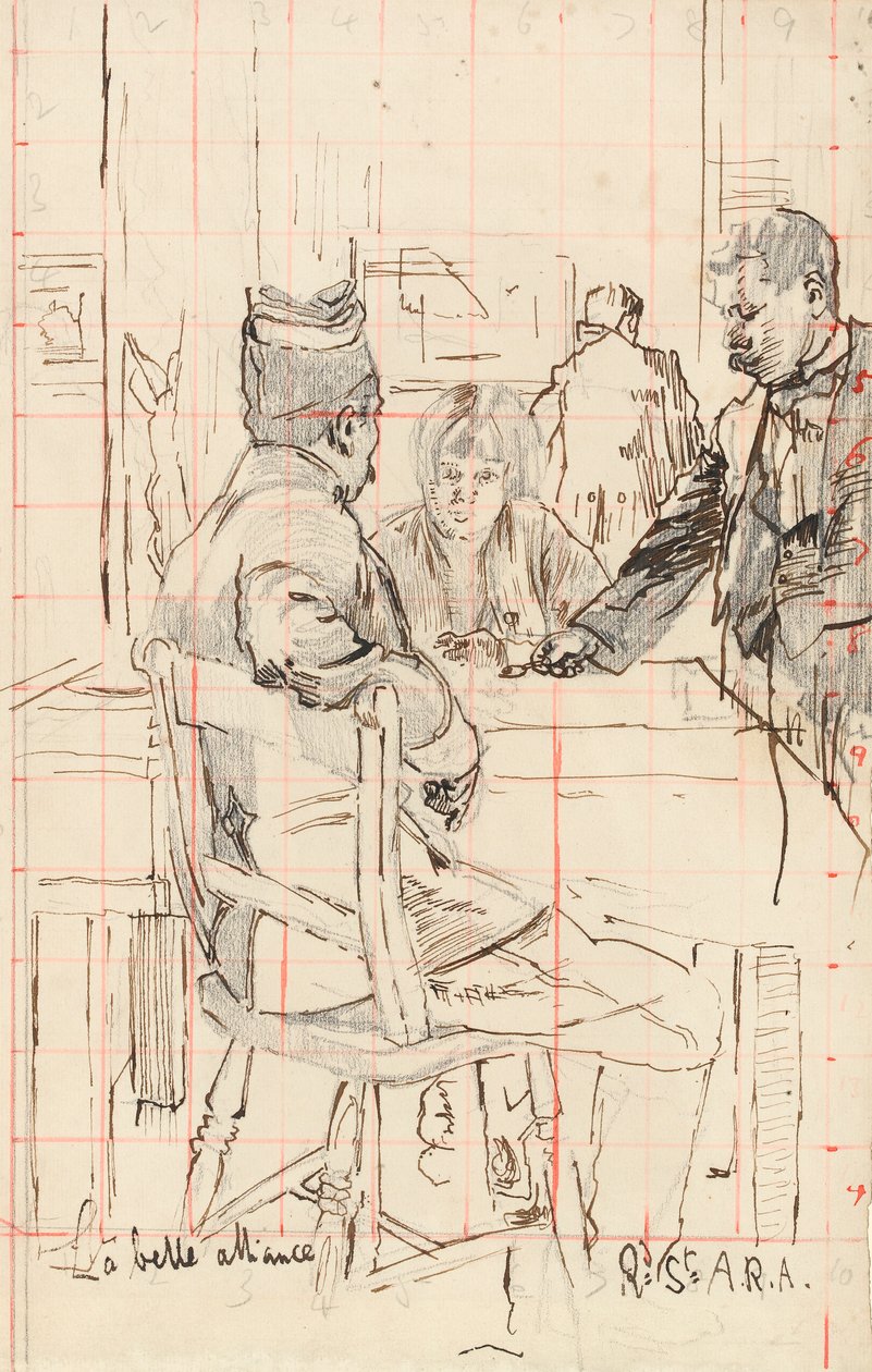 „La belle Alliance”, (pióro i atrament z grafitem na papierze) autorstwa Walter Richard Sickert