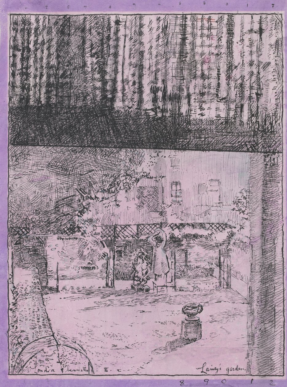 Ogród Lainey (pióro i tusz indyjski na fioletowym papierze) autorstwa Walter Richard Sickert