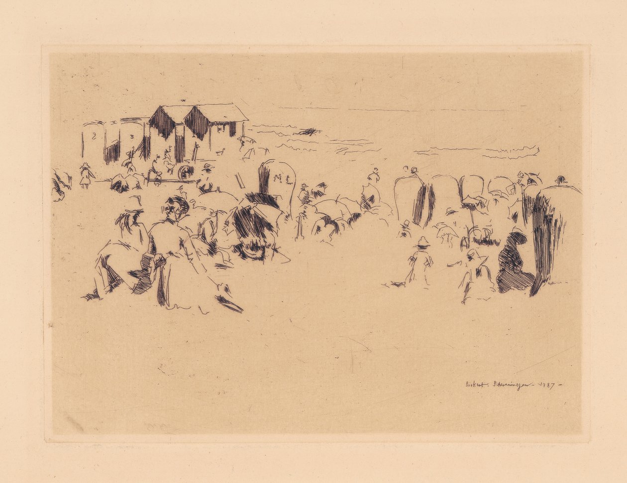 Scheveningen, Maszyny kąpielowe, 1887 autorstwa Walter Richard Sickert