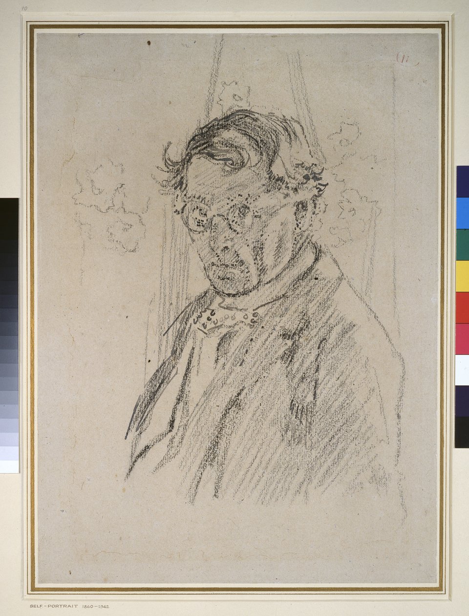 Autoportret w okularach (pióro i atrament z kredą na papierze) autorstwa Walter Richard Sickert