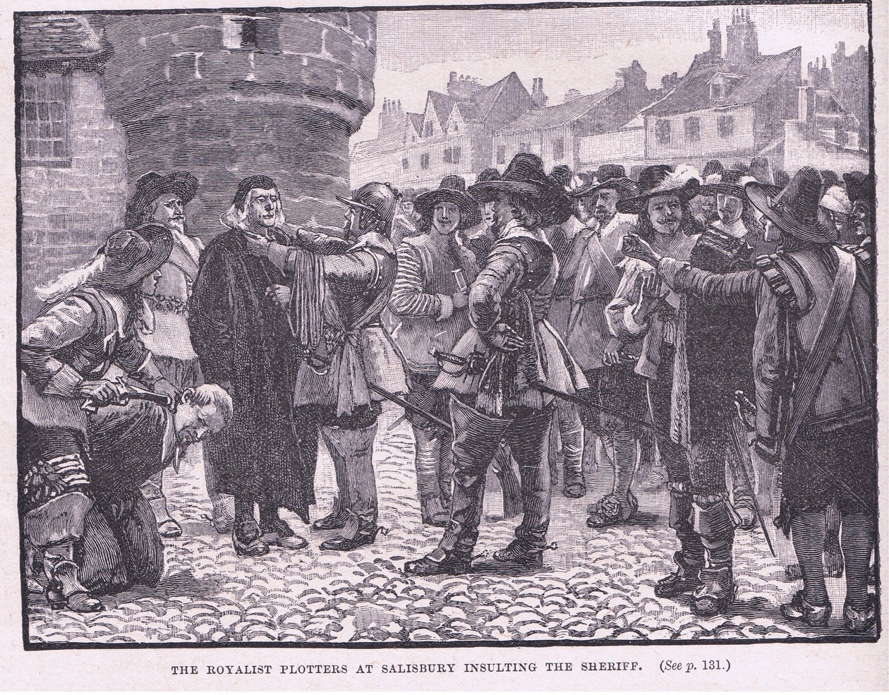 Zwolennicy rojalistów w Salisbury obrażają szeryfa AD 1655 autorstwa Walter Stanley Paget