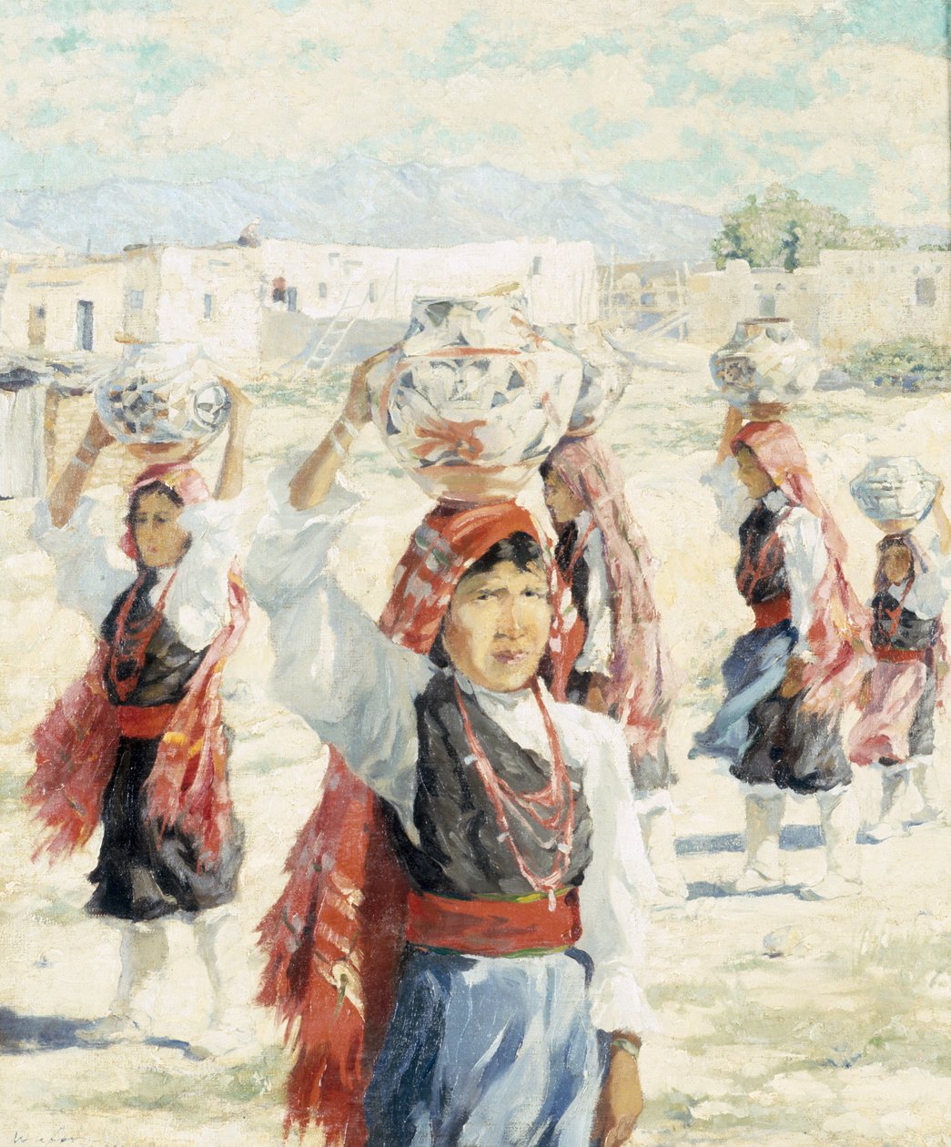 Dziewczyny z Islety, ok. 1915 (olej na płótnie na płycie) autorstwa Walter Ufer