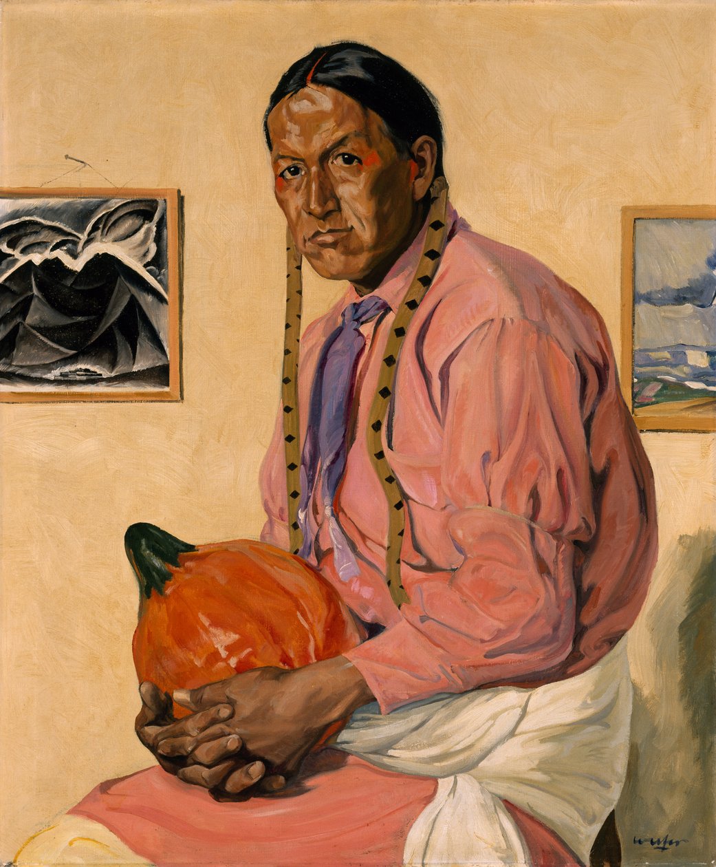 Portret mężczyzny z dynią, ok. 1914-29 autorstwa Walter Ufer