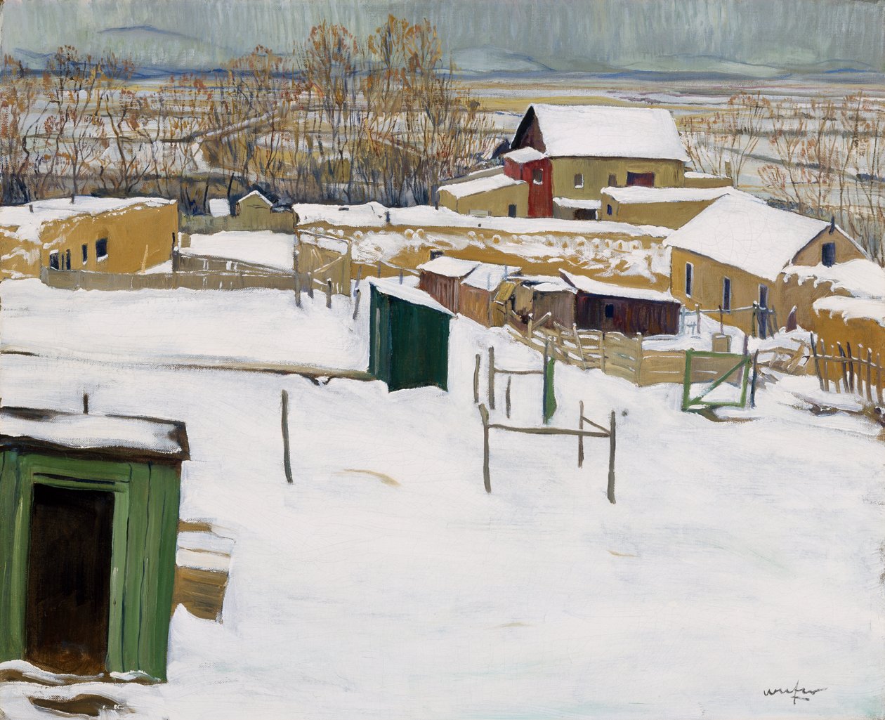 Taos na śniegu, ok. 1914-20 autorstwa Walter Ufer