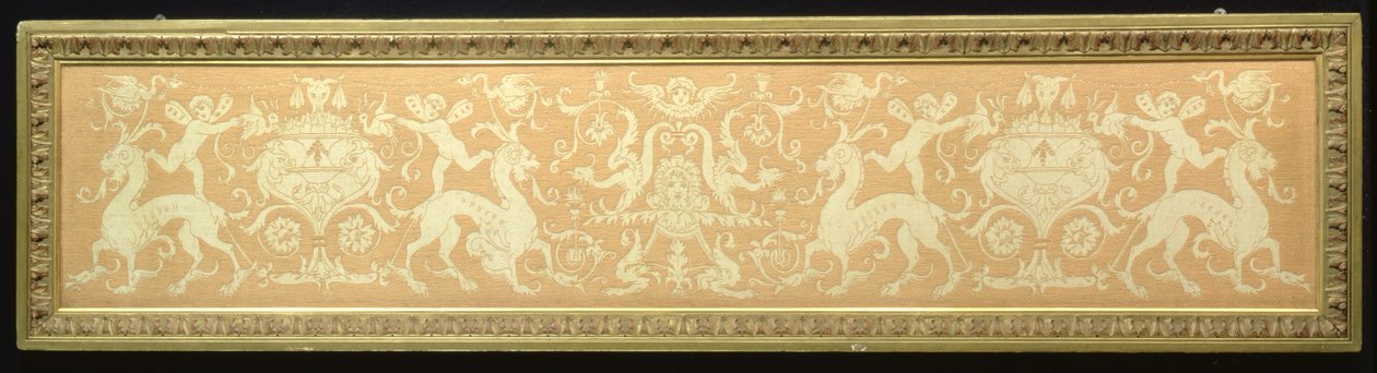Renesansowy fryz Putti i mitycznych zwierząt, 1897 (wełniane nici na lnie) autorstwa Walter Crane