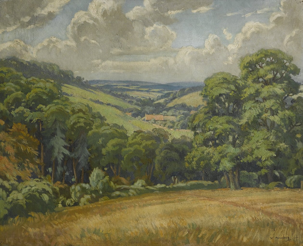 Scena Devon, niedaleko Widdecombe Moor, ok. 1949 r. (olej na płótnie) autorstwa Walter Ashworth