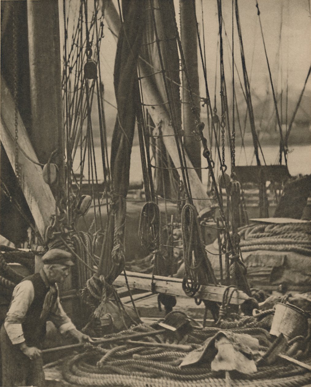 U stóp masztu na barce po Tamizie, ok. 1935. autorstwa Walter Benington