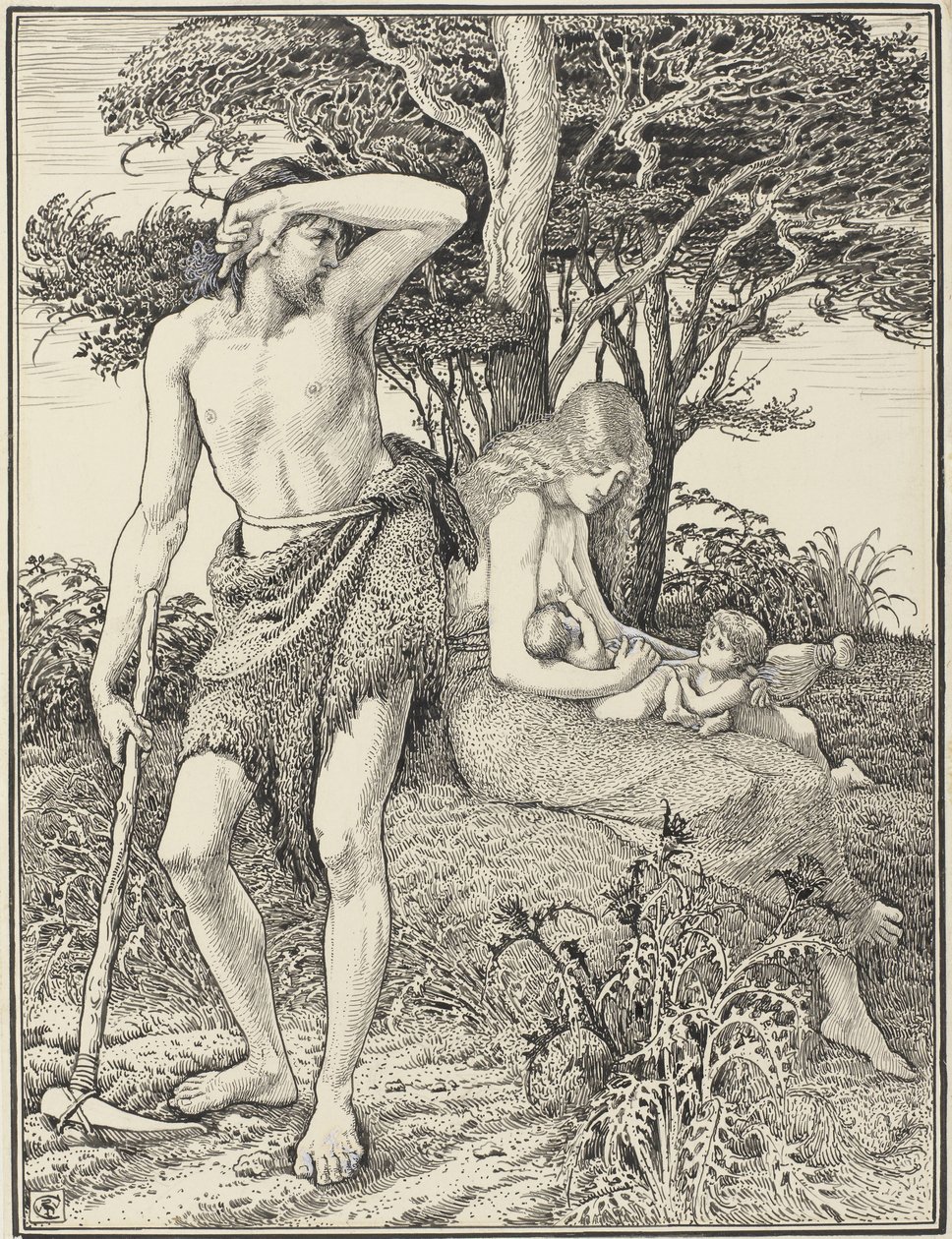 Adam i Ewa autorstwa Walter Crane (signed by artist)