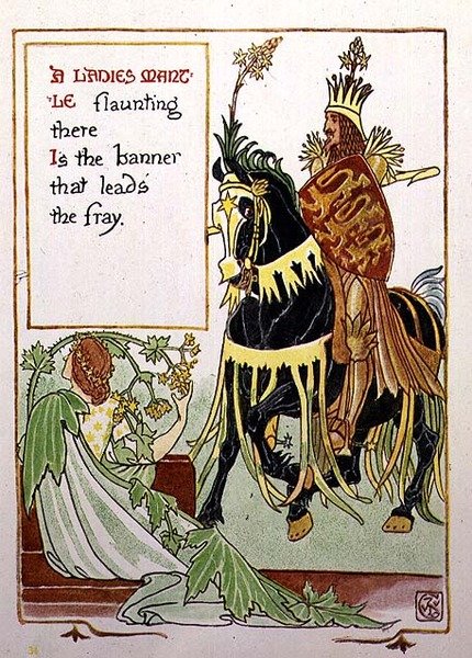 Płaszcz damy, z „Kwiatowej fantazji w staroangielskim ogrodzie” autorstwa Walter Crane